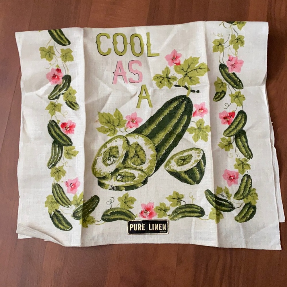 New, vintage, Cool as a Cucumber kitchen linen